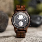 Engraved men's watch made of wood