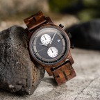 Engraved men's watch made of wood