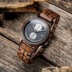 Engraved men's watch made of wood