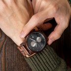 Engraved men's watch made of wood