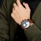 Engraved men's watch made of wood