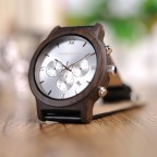 Wooden watch with leather strap