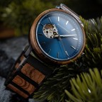 Mens Blue Engraved Watch