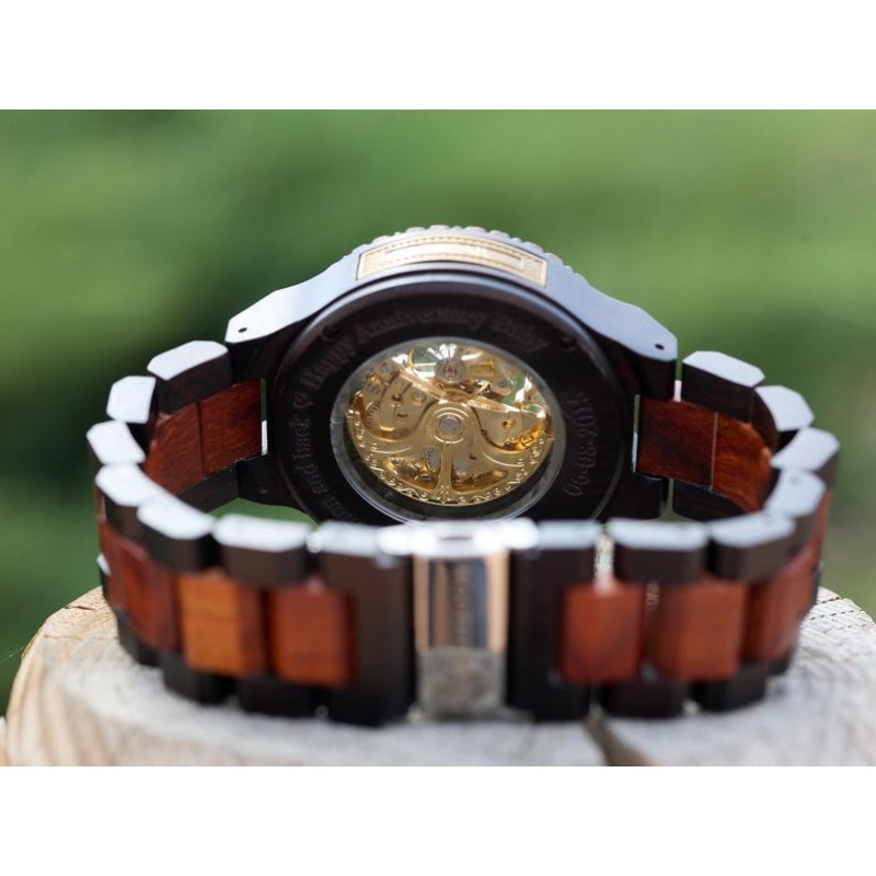 Mens Engraved Wooden Watch
